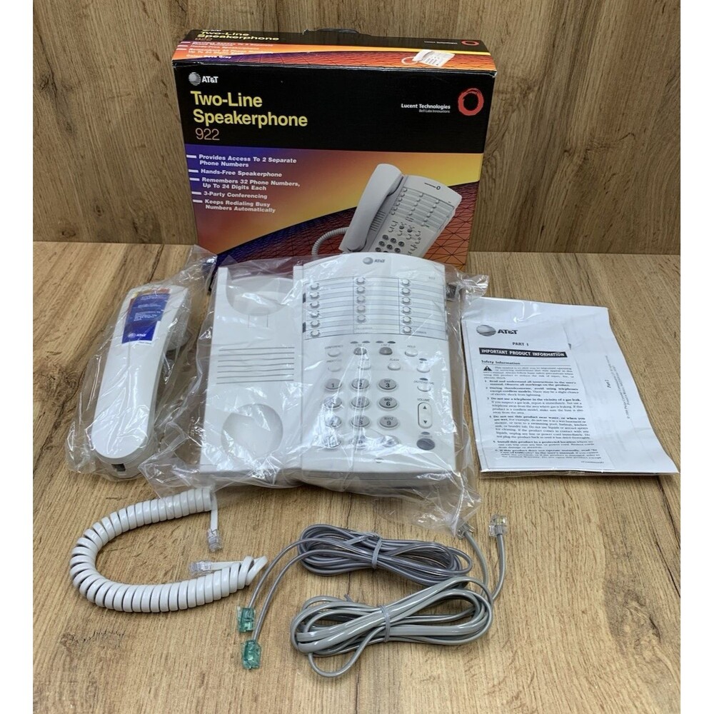 AT&T Lucent 922 Two-Line Speakerphone Vintage Open Box NOS White Complete